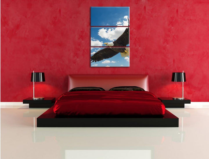 Pixxprint Adler fliegt über Schneebedeckte Berge 3-Teiler Leinwandbild 120x80 Bild auf Leinwand