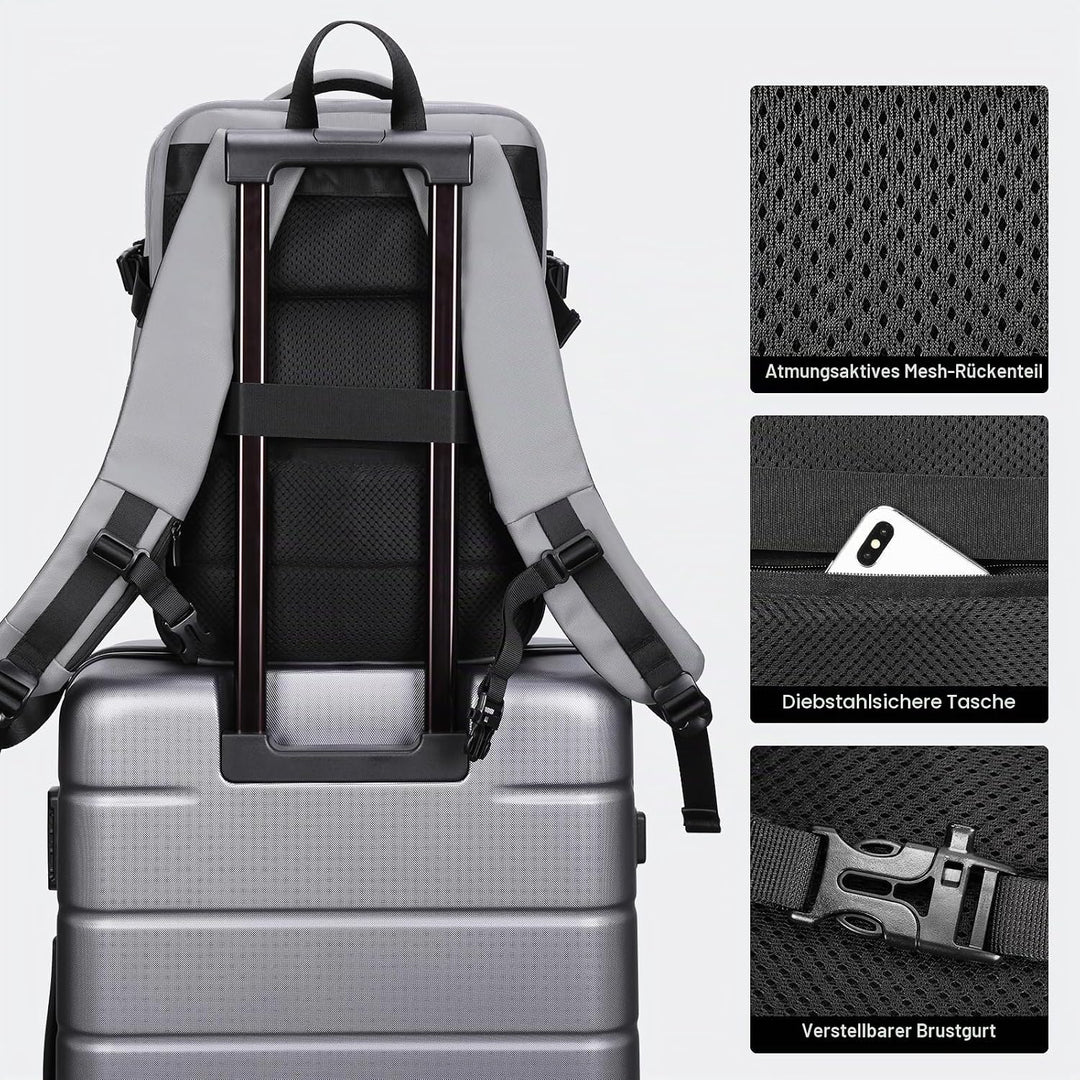 HOMIEE Handgepäck Reiserucksack, Supergross Laptop Rucksack Erweiterbar Diebstahlsicher Wasserabweis