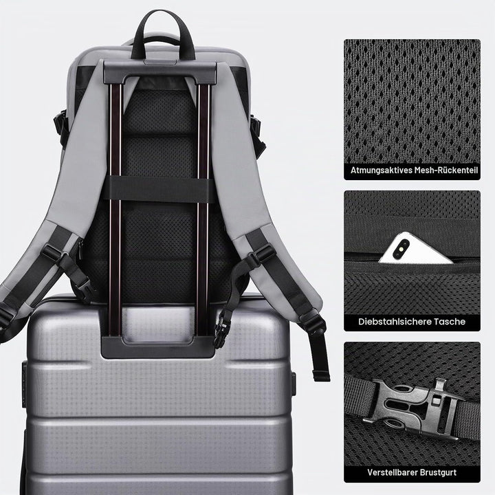 HOMIEE Handgepäck Reiserucksack, Supergross Laptop Rucksack Erweiterbar Diebstahlsicher Wasserabweis