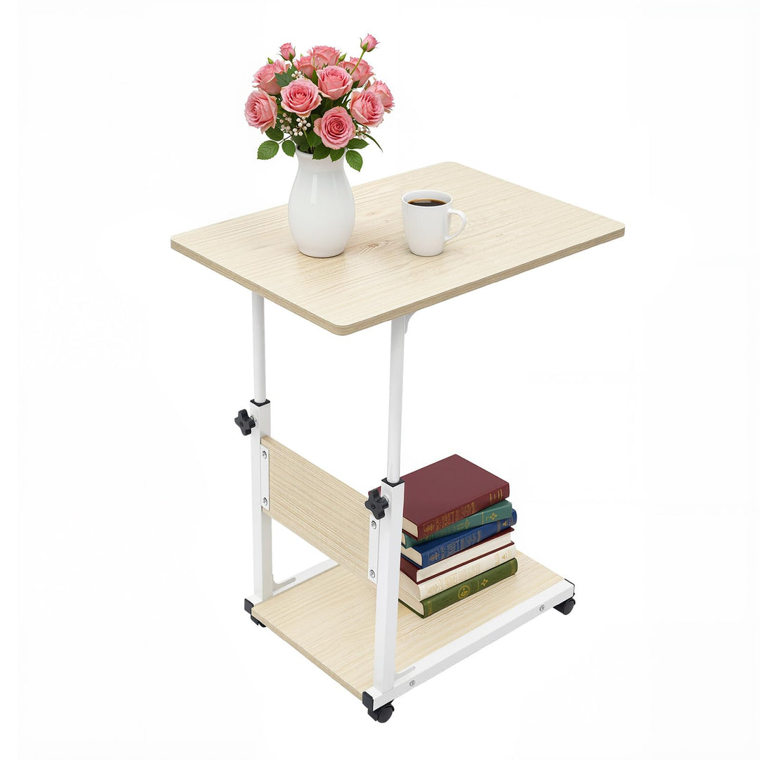 SanBouSi 2 Ebenen Pflegetisch Beistelltisch Couchtisch Sofatisch mit Rollen Mobiler Kaffeetisch Höhe