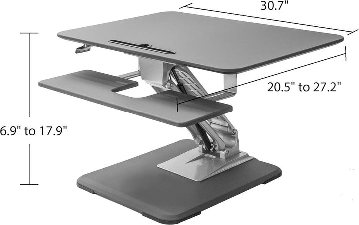 Seville Classics Airlift 78 cm pneumatisch höhenverstellbarer Steh-Sitz Tischaufsatz, grau 78 cm x 5