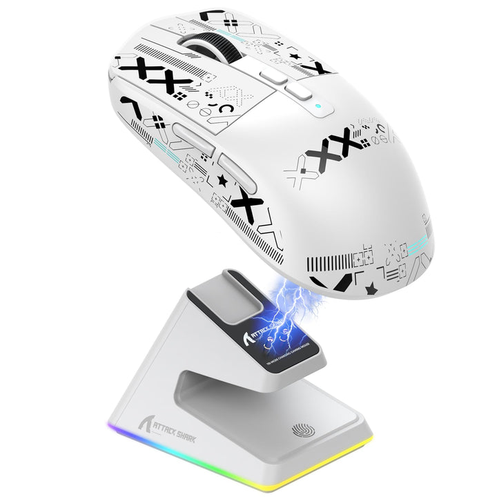 ATTACK SHARK X6 49g Superlight Maus mit magnetischer Ladestation, PixArt PAW3395 Gaming-Sensor, BT/2