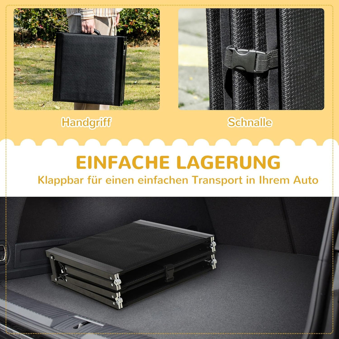 PawHut Haustierrampe Klappbare Hunderampe Autorampe, Hundeeinstiegshilfe aus Alu, rutschfeste Koffer