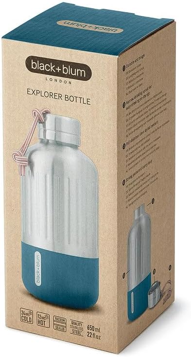 black+blum Explorer Isolierflasche, klein, ozean, 650 ml 650 ML Ozean, 650 ML Ozean