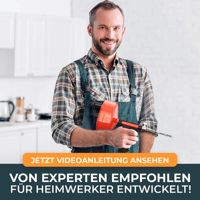 Meisterfaktur Rohrreinigungsspirale mit Metalltrommel [7,5m] - mit Bohraufsatz - Ideale Abflussspira