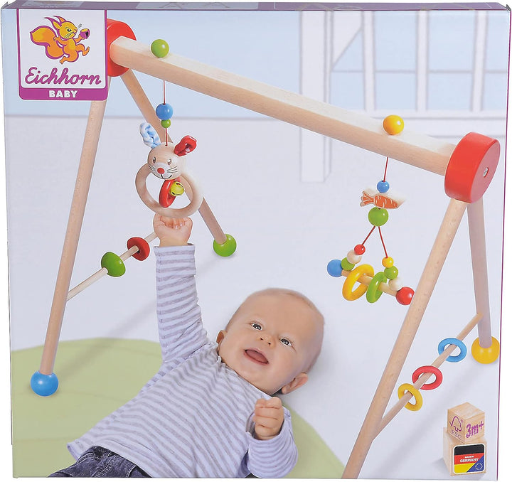 Eichhorn, Baby Gym, mit Spiel und Greiffunktion, Spieltrapez mit farbigen Hängeelementen und Holzkug