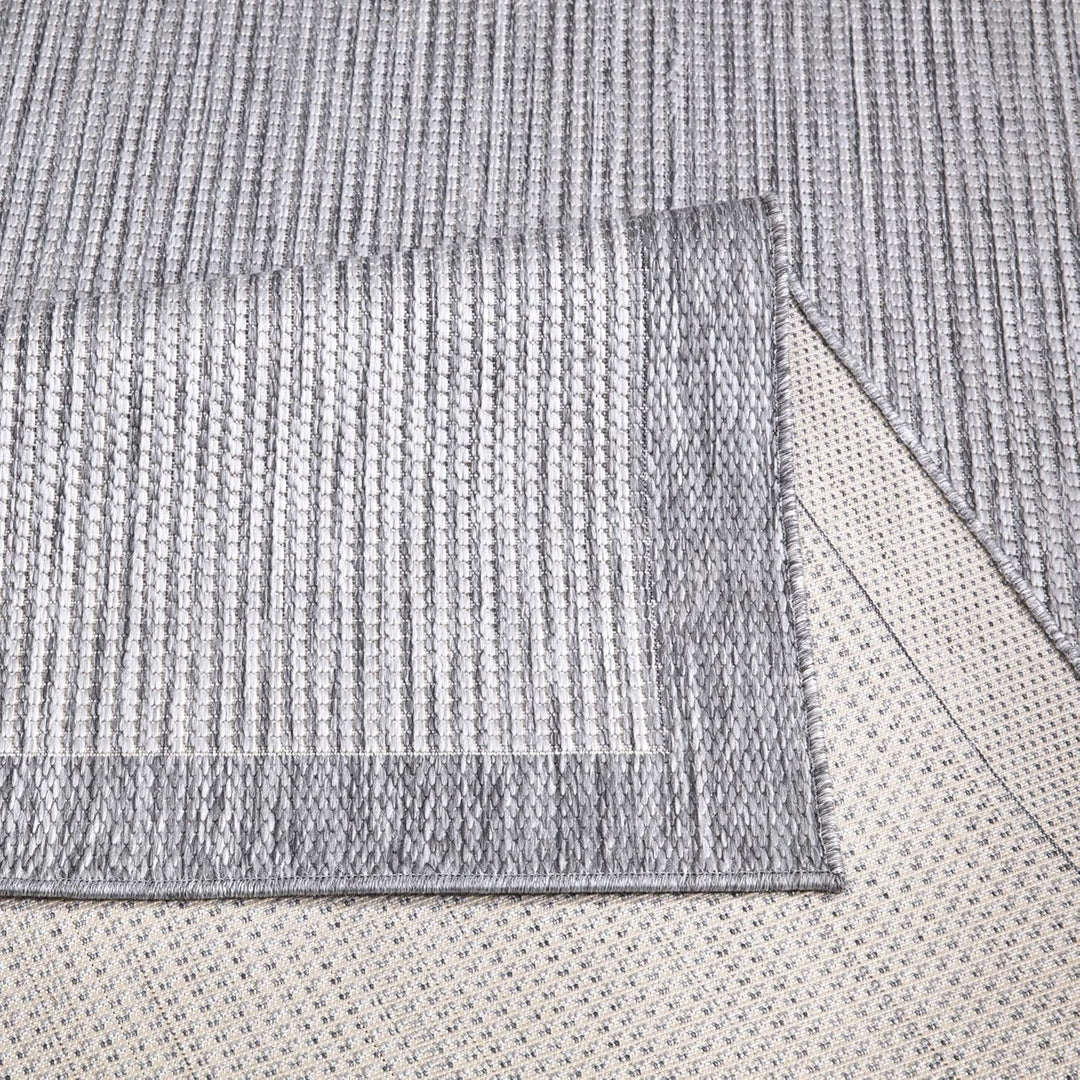 payé Outdoor Teppich Wetterfest - 200x290cm - Grau Weiss - Bordüre - Teppiche für Terrasse Balkon Ga