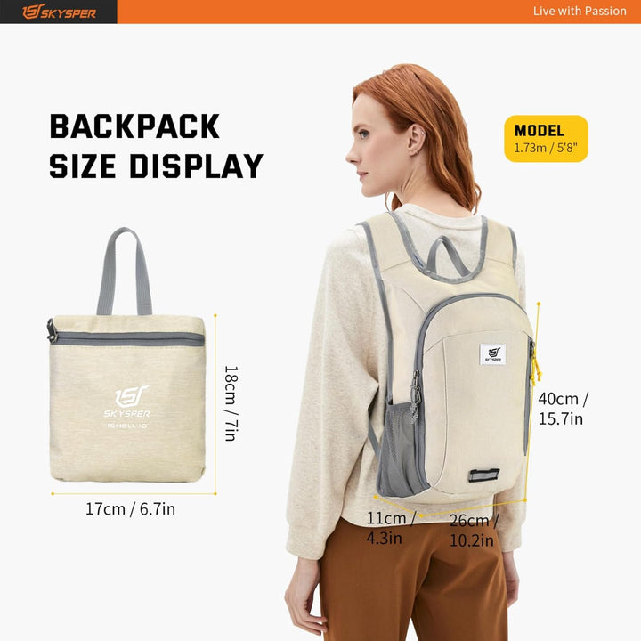 SKYSPER 10L Faltbarer Rucksack Ultraleicht Tagesrucksack Wasserfest Daypack Reiserucksack Wanderruck