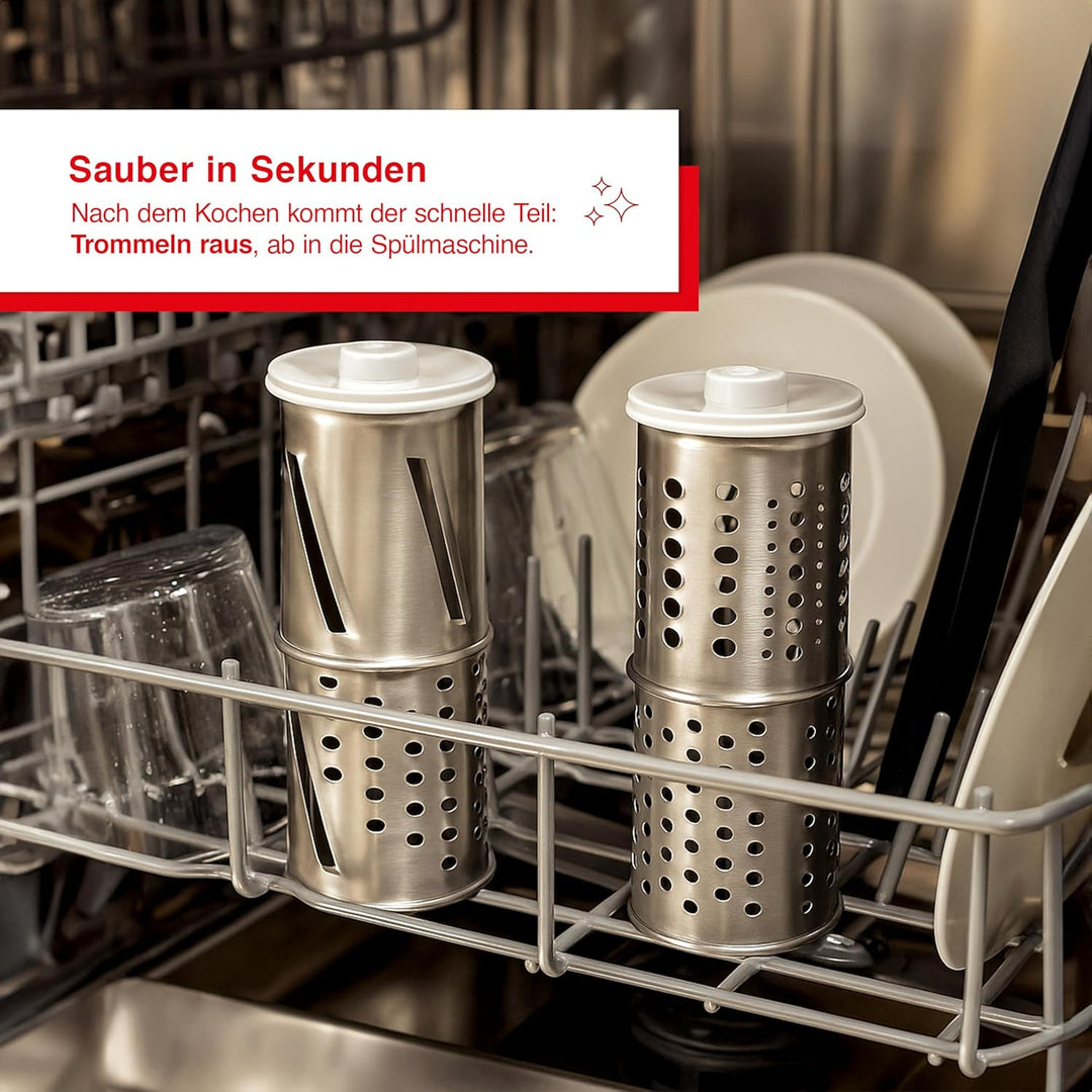 Solis Slice & More Elektrischer Zerkleinerer, Elektrischer Gemüseschneider mit 5 Schneidwalzen, Alle