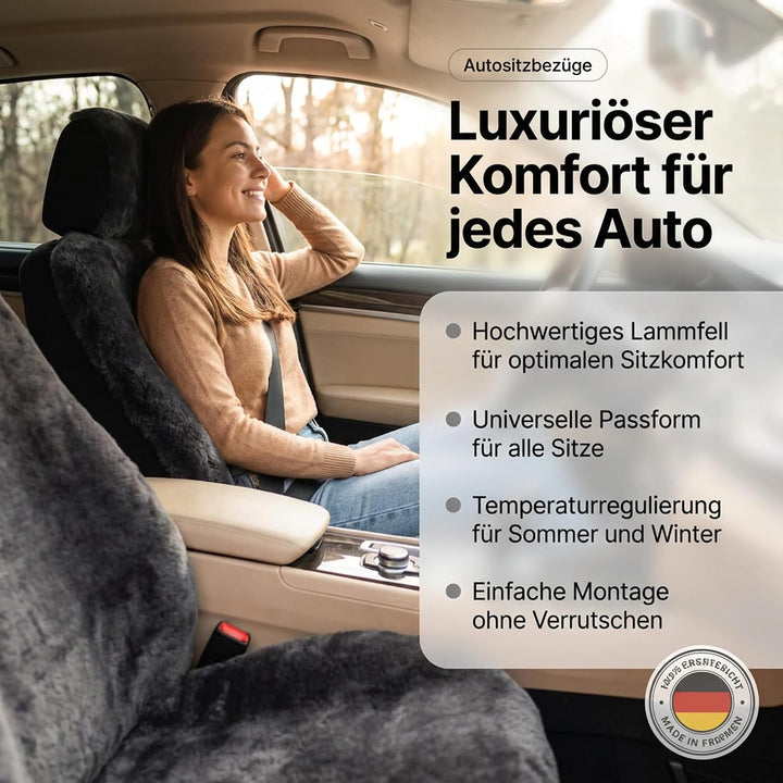 Leibersperger Felle Autositzbezug/Autofell Premium aus hochwertigem Lammfell – 2 Stück – Universelle