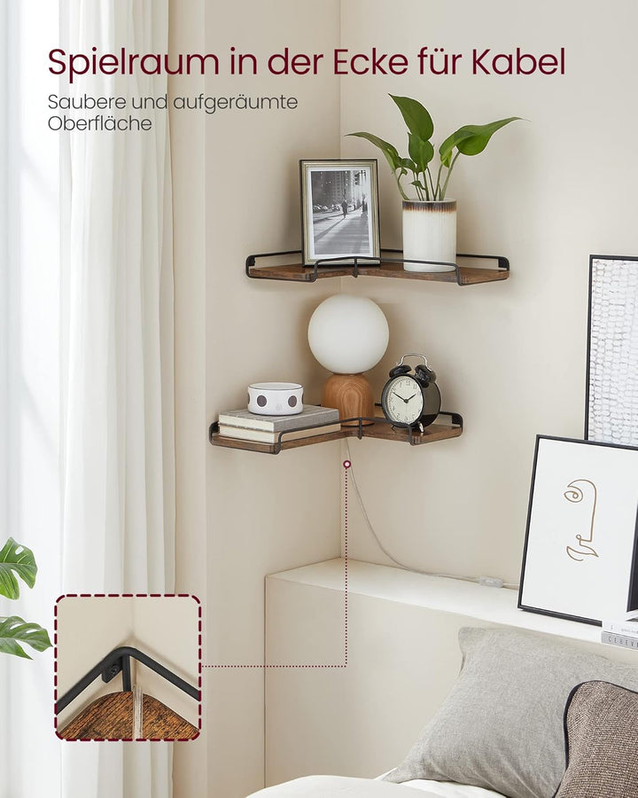 VASAGLE L-förmiges Eckregal, 2er Set, Wandregal, Industrie-Design, für Wohnzimmer, Schlafzimmer, Küc