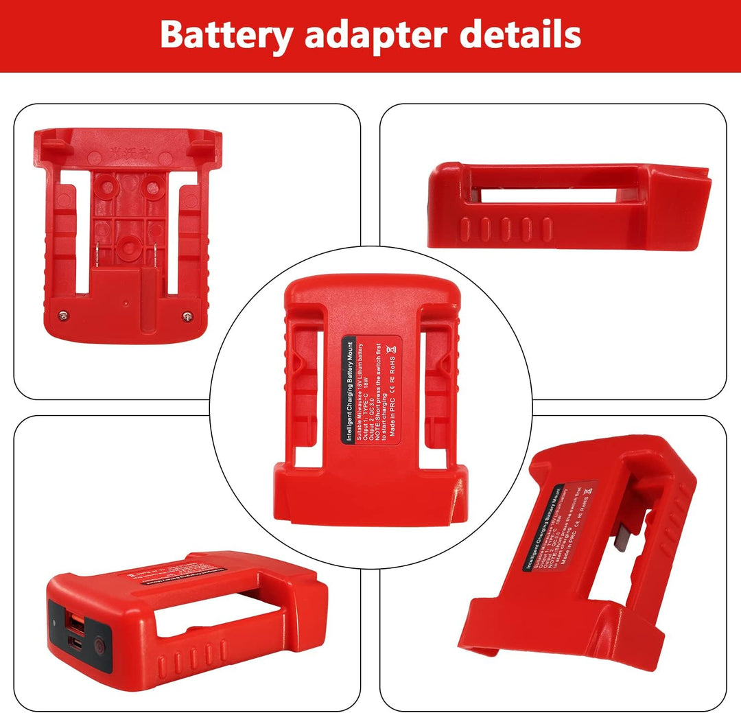 TPDL 2 Pack USB Ladegerät Adapter für Milwaukee M18 18V Akku, mit Typ-C PD 18W Schnellladeanschluss