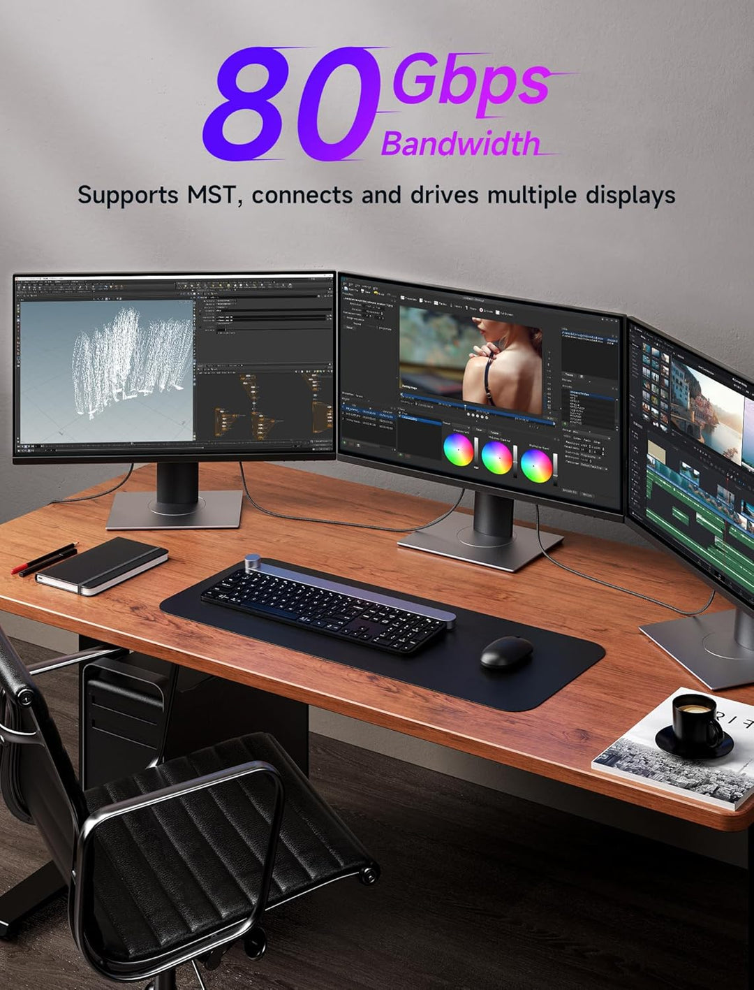 JSAUX Displayport Kabel 2.1 4m, Displayport Kabel 2.1/2.0 Unterstützung 16K@60Hz, 8K@120Hz, 4K@240Hz