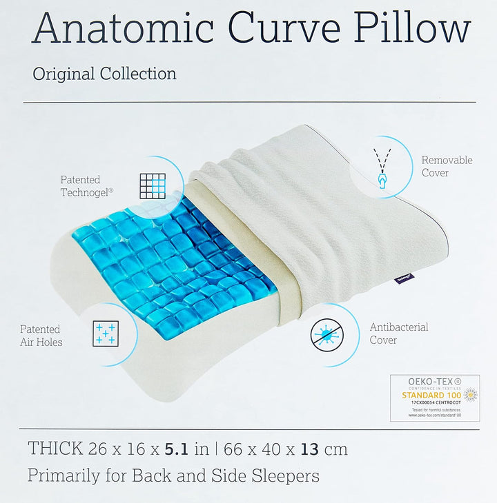 Technogel New Generation Original Anatomic Curve Orthopädisches Nackenstütz-Kopfkissen Antibakteriel