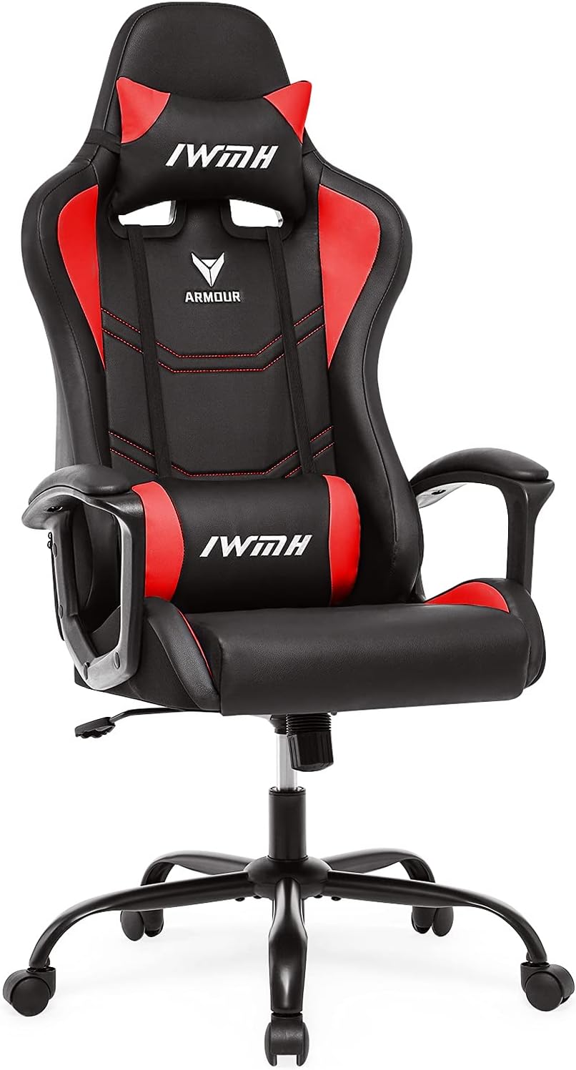 IWMH Gaming Stuhl, Ergonomischer Computerstuhl mit Hoher Rücklehne, Höhenverstellbarer Drehstuhl, Ra