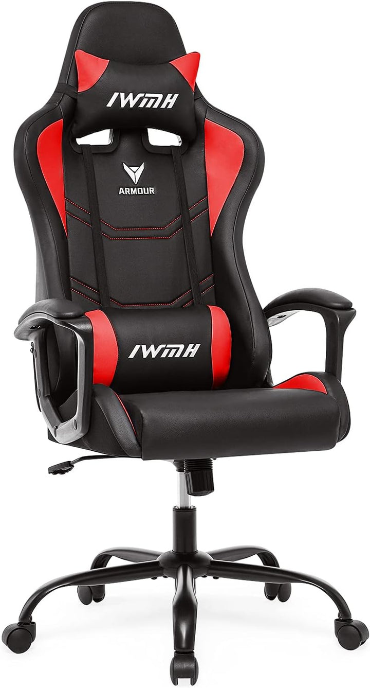 IWMH Gaming Stuhl, Ergonomischer Computerstuhl mit Hoher Rücklehne, Höhenverstellbarer Drehstuhl, Ra