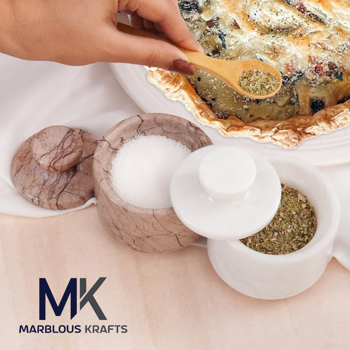 MARBLOUS KRAFTS Aufbewahrungsgefäss für Salz, Schmuckdose und Gewürzdose, Küchendekor für Theken, Sa