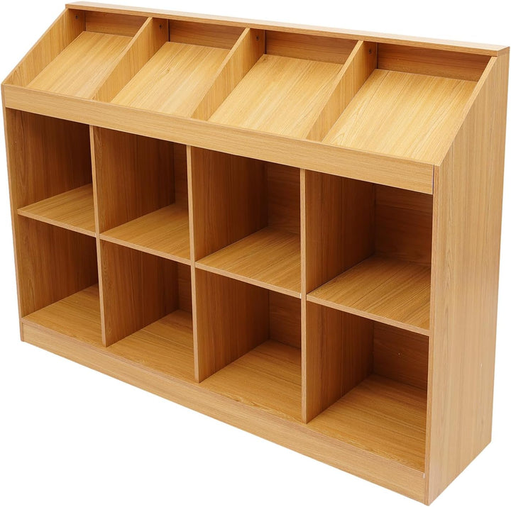12 Fächer Holzregal, Kinder Bücherregal, Bookshelf 49.6x11.8x38.6inch | Bücherregale Tragfähigkeit 5