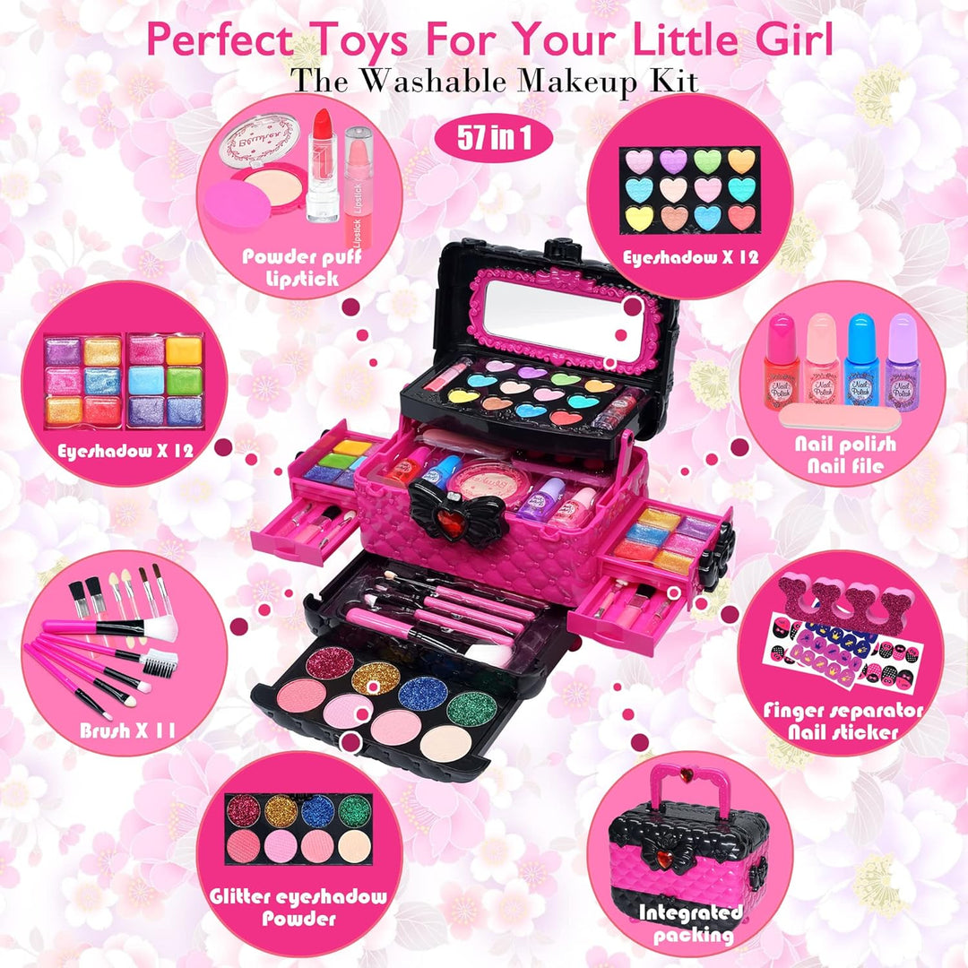 Kinderschminke Set Mädchen Schminkkoffer Mädchen - 57 PCS Waschbar Schminke Kinder Make Up Set Mädch