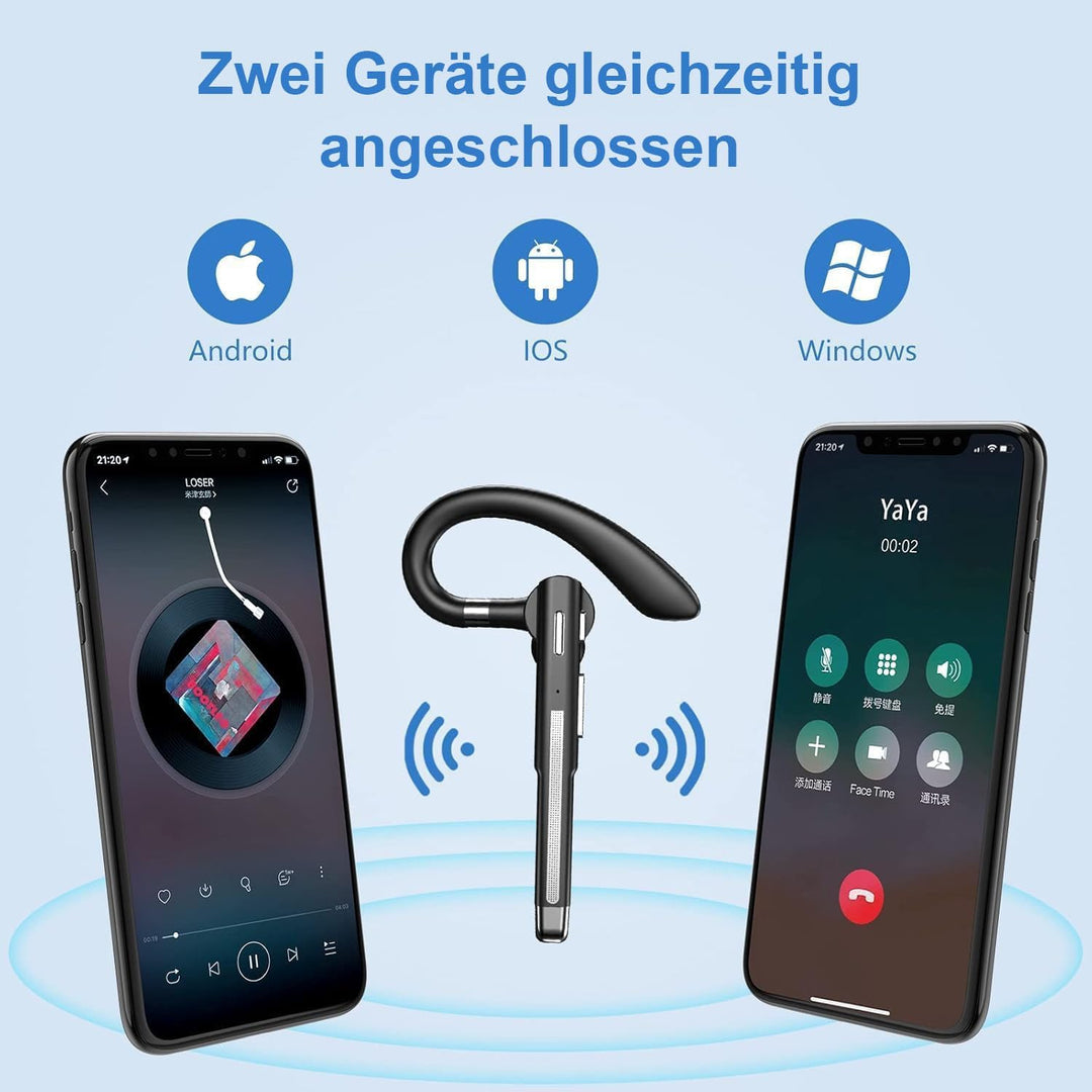 Headset Bluetooth 6.1 Kabellos Kopfhörer mit CVC8.0 Mikrofon 1,5 std Schnellladung Zwei-Geräte-Verbi