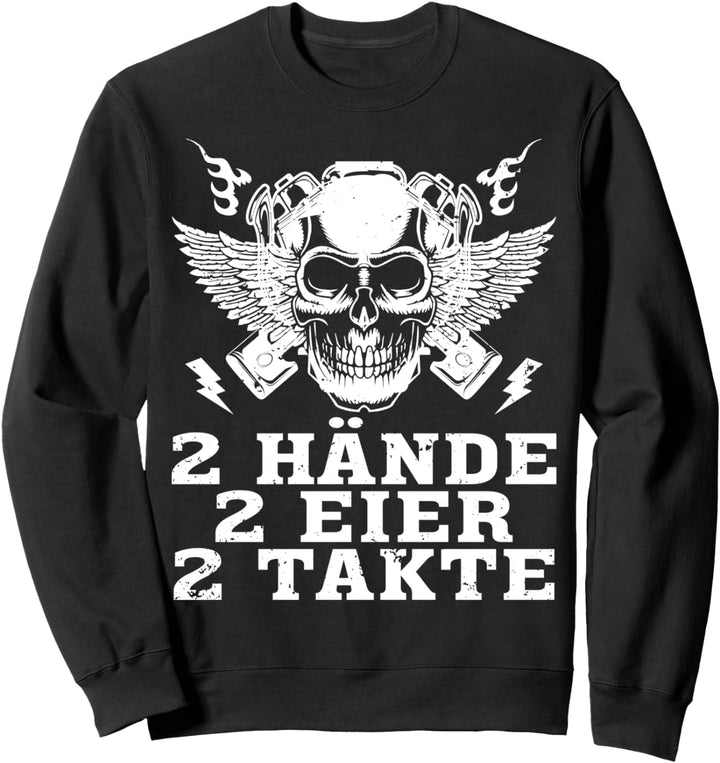 Zwei Hände Zwei Eier Zwei Takte Zweitakt Motorroller Sweatshirt