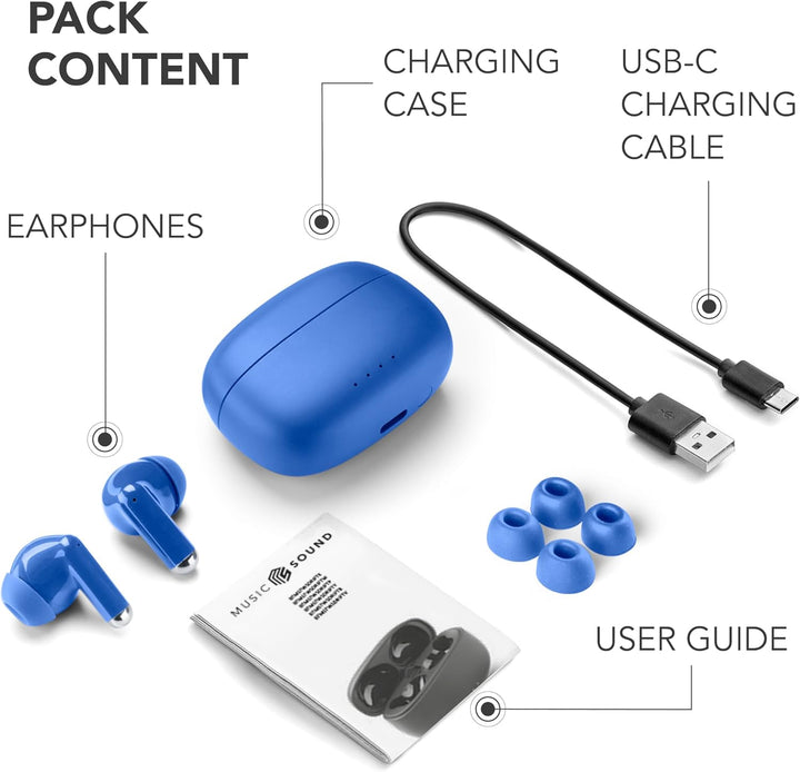 Music Sound Drift Bluetooth In-Ear-Kopfhörer kabellos mit kompaktem, farbenfrohem Case, Auto-Pairing