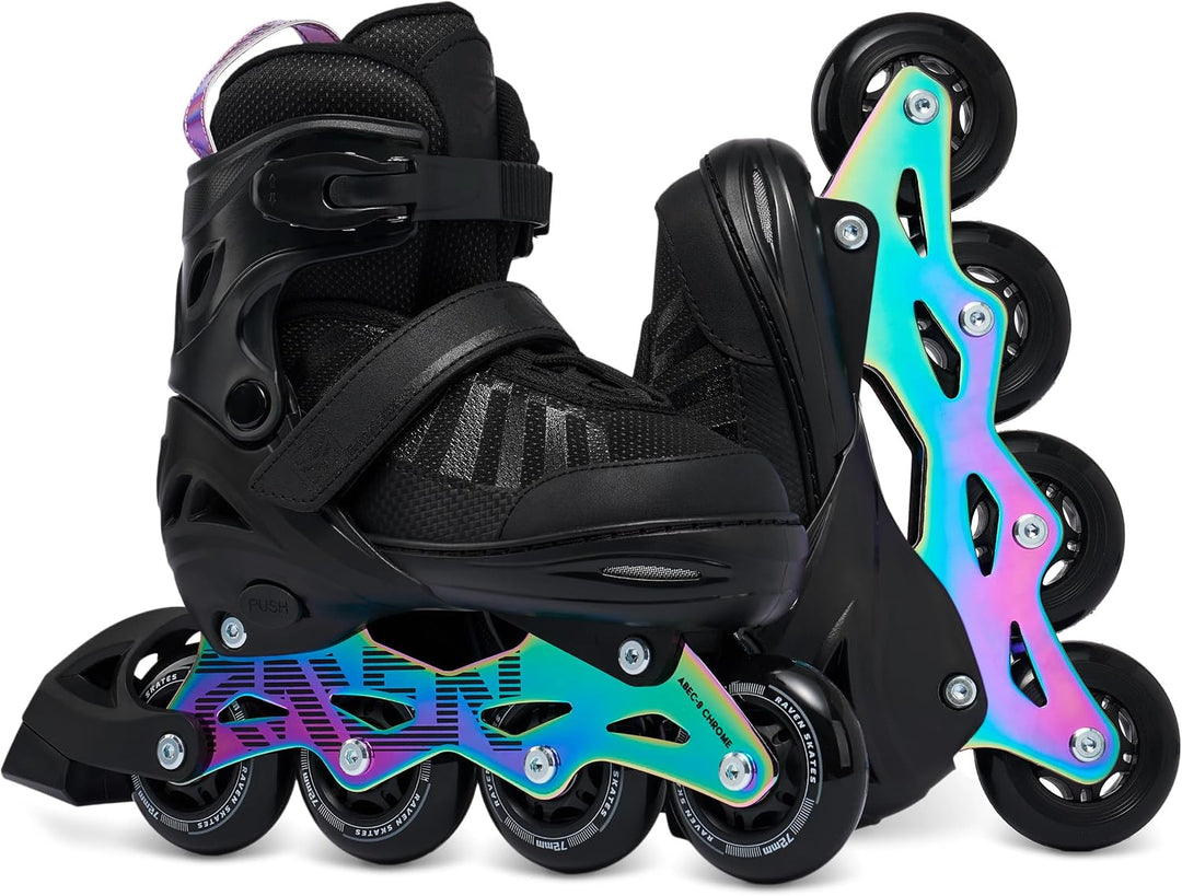RAVEN Inline Skates Inliner für Kinder und Erwachsene OPTIONAL 2in1 mit Schlittschuhen verstellbar O