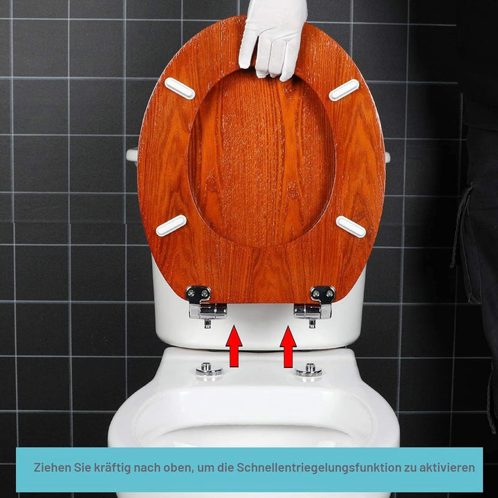 Angel Shield Antibakterieller Toilettensitz aus Holz, mit Absenkautomatik, mit Schnellverschluss, ve