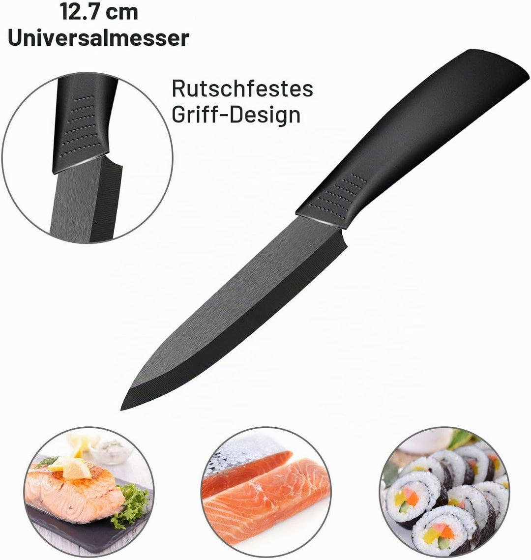 Ballery keramikmesser, Keramikmesser Set mit Schutzhülle, Küchenmesser Set mit 4-teilig Messer und 1