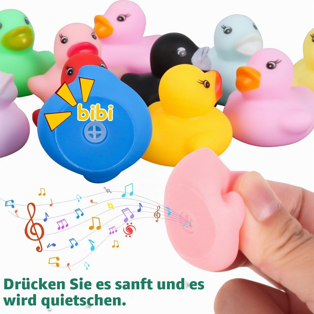 48 Stück Quietscheente, Bunt Gummiente, Klein Badeenten, Badespielzeug für Kinder, Quietschente, Rub