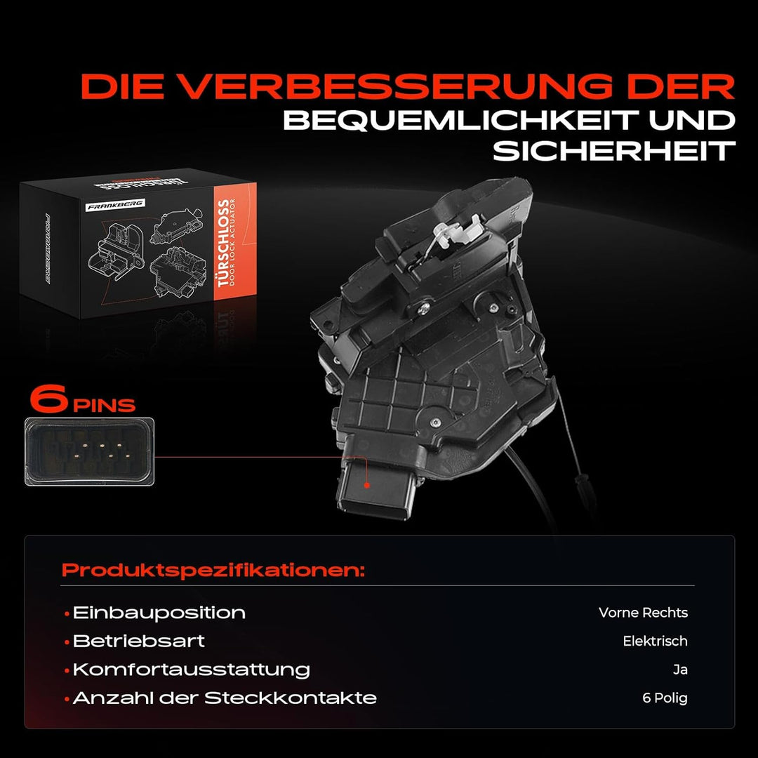 Frankberg Türschloss Stellmotor Vorne Rechts 6-Polig Kompatibel mit 3 BK Alle Motoren Schrägheck 200