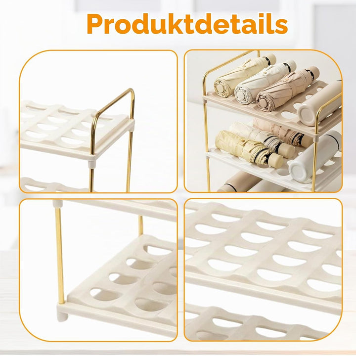 3 Etagen Flaschenorganizer 15 Flaschen PET Metall Weiss