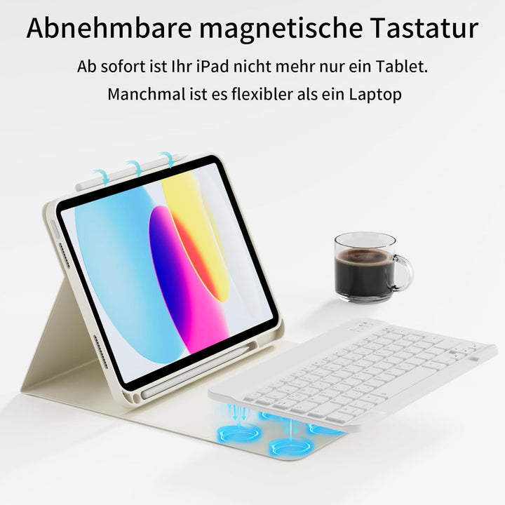 ZOPSGYU Hülle mit Tastatur für iPad A16 11. /10.Generation 11/10,9 Zoll 2025/2022, QWERTZ Layout Key
