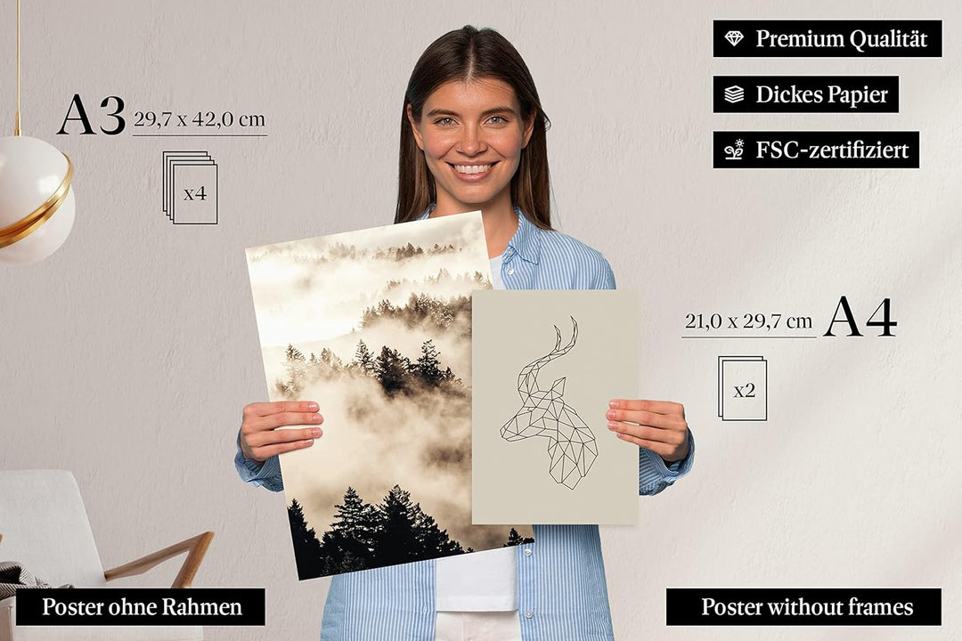 CreativeRobin » Herbst « Premium Poster Set als Wohnzimmer Deko | 4x A3 + 2x A4 Wandbilder Collage 4