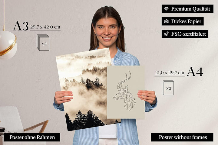 CreativeRobin » Herbst « Premium Poster Set als Wohnzimmer Deko | 4x A3 + 2x A4 Wandbilder Collage 4