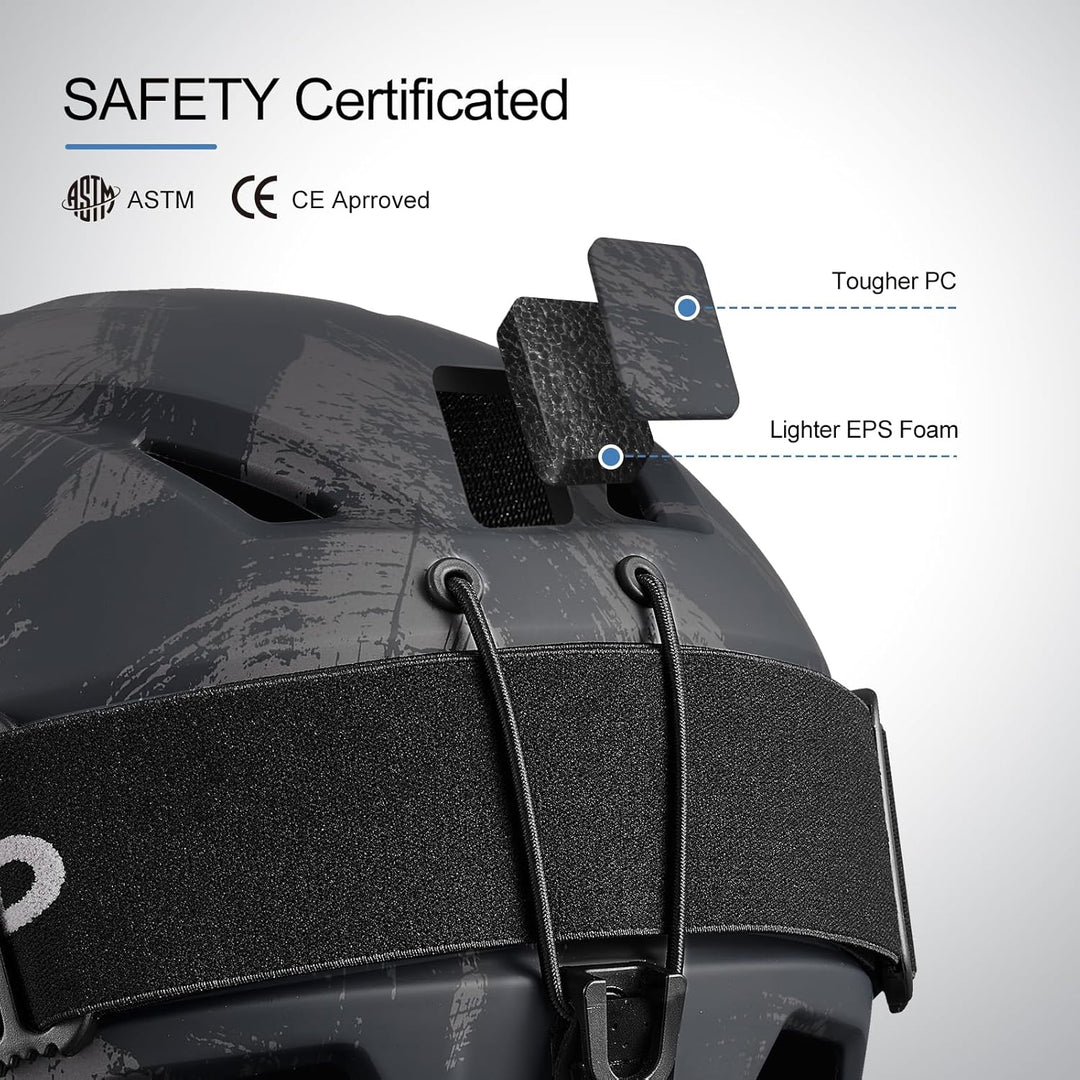 Odoland Skihelm mit Skibrille für Skifahren und Snowboard, Einstellbare Grössenverstellbar, mit Ohre