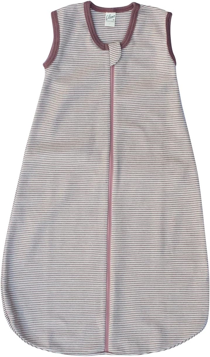 Lilano, Schlafsack Ringel ohne Arm, 70% Wolle (kbT), 30% Seide, 210 gr./m² (Mauve/Natur, 2 (90 cm))
