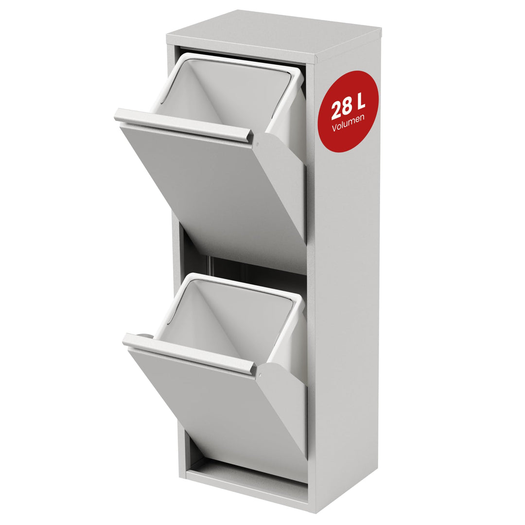 [en.casa] Mülltrennschrank Sollentuna Abfallschrank aus Metall 93 x 33 x 25 cm Mülltrennsystem mit 2