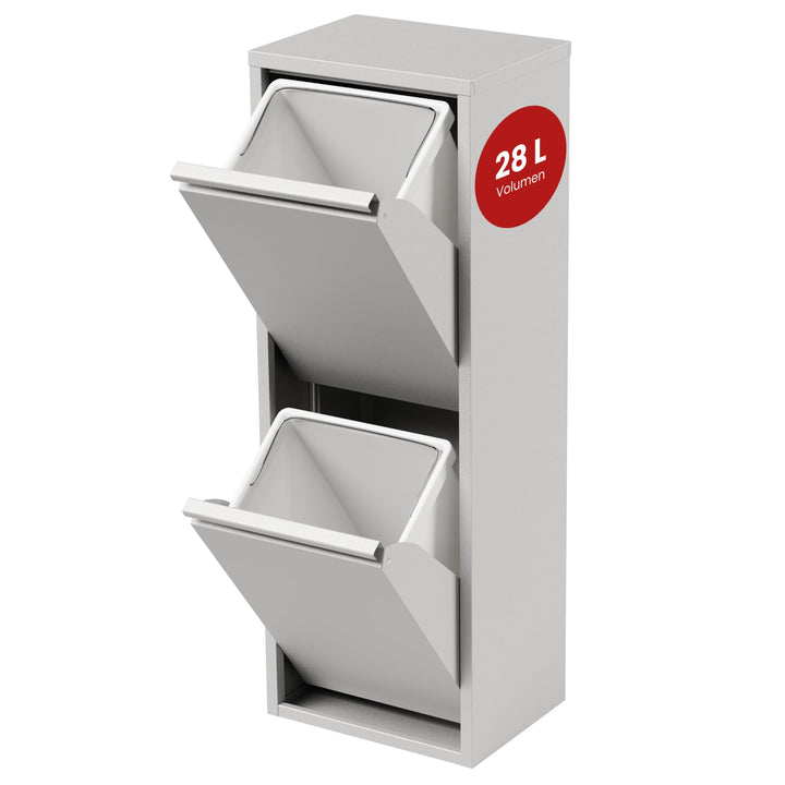 [en.casa] Mülltrennschrank Sollentuna Abfallschrank aus Metall 93 x 33 x 25 cm Mülltrennsystem mit 2