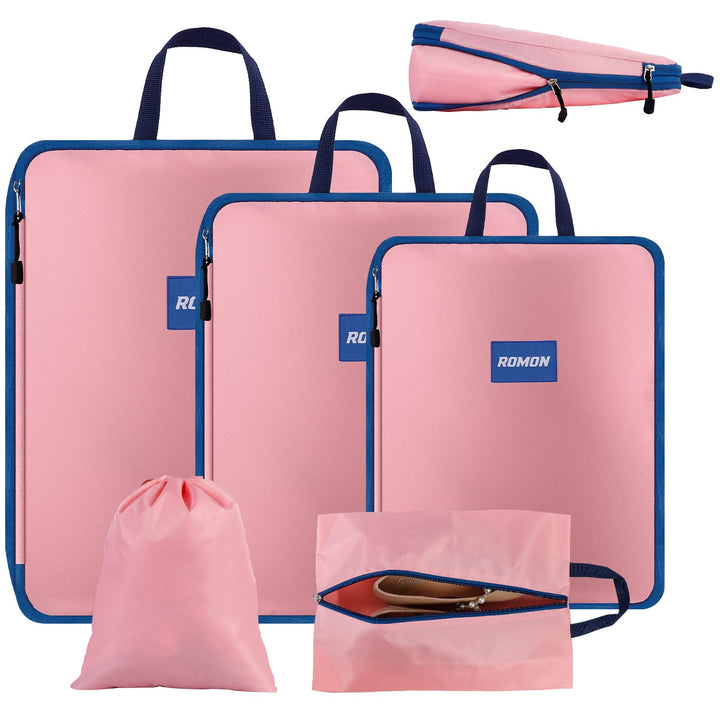 Romon Koffer Organizer Kompression, 5-Teilig Compression Packing Cubes Set, Reise Packwürfel Kompres