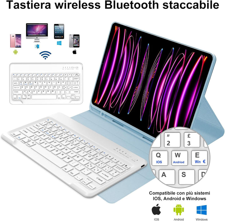 IVEOPPE Tastatur für iPad Pro 12,9, Hülle mit Tastatur für iPad Pro 6. Generation, Bluetooth QWERTZ