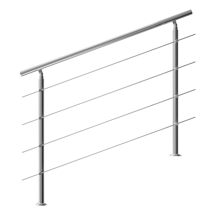 MONZANA® Treppengeländer Edelstahl Pflegeleicht 150cm mit 4 Querstreben Innen und Aussen Handlauf Ge