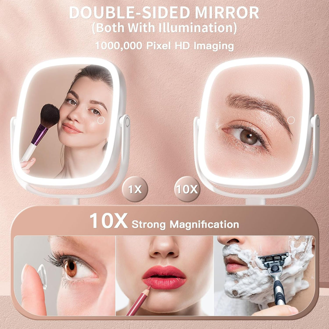 CHICLEW 9.5'' Grosse Schminkspiegel mit Beleuchtung, 1X/12X Wiederaufladbarer Kosmetikspiegel mit Be