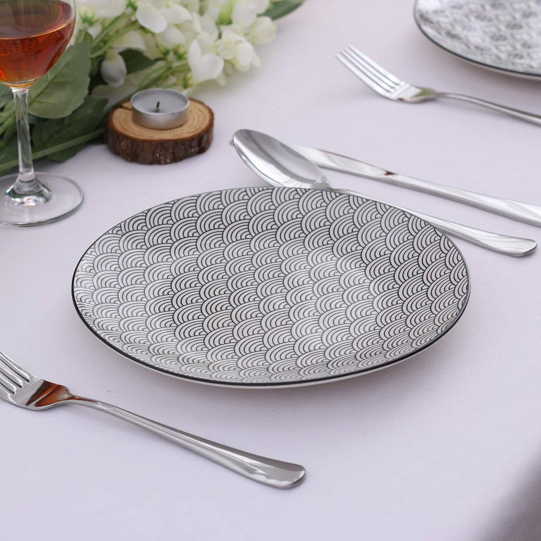 vancasso, Haruka 8 teilig Porzellan Dessertteller Set, Durchmesser 21,5 cm Rund Kuchenteller, Frühst