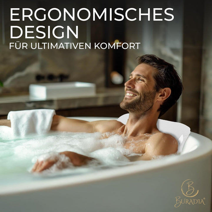 Badewannenkissen inkl. Wäschenetz - Ultimativer Komfort und Entspannung mit neuester Air Mesh Techno
