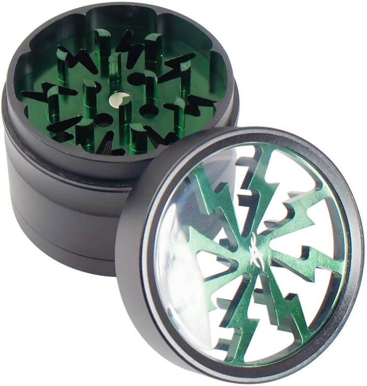 thorinder 50 mm Mini Kräutermühle 4 Stück Farbe grün Crusher Premium Qualität Aluminium mit Pollen C