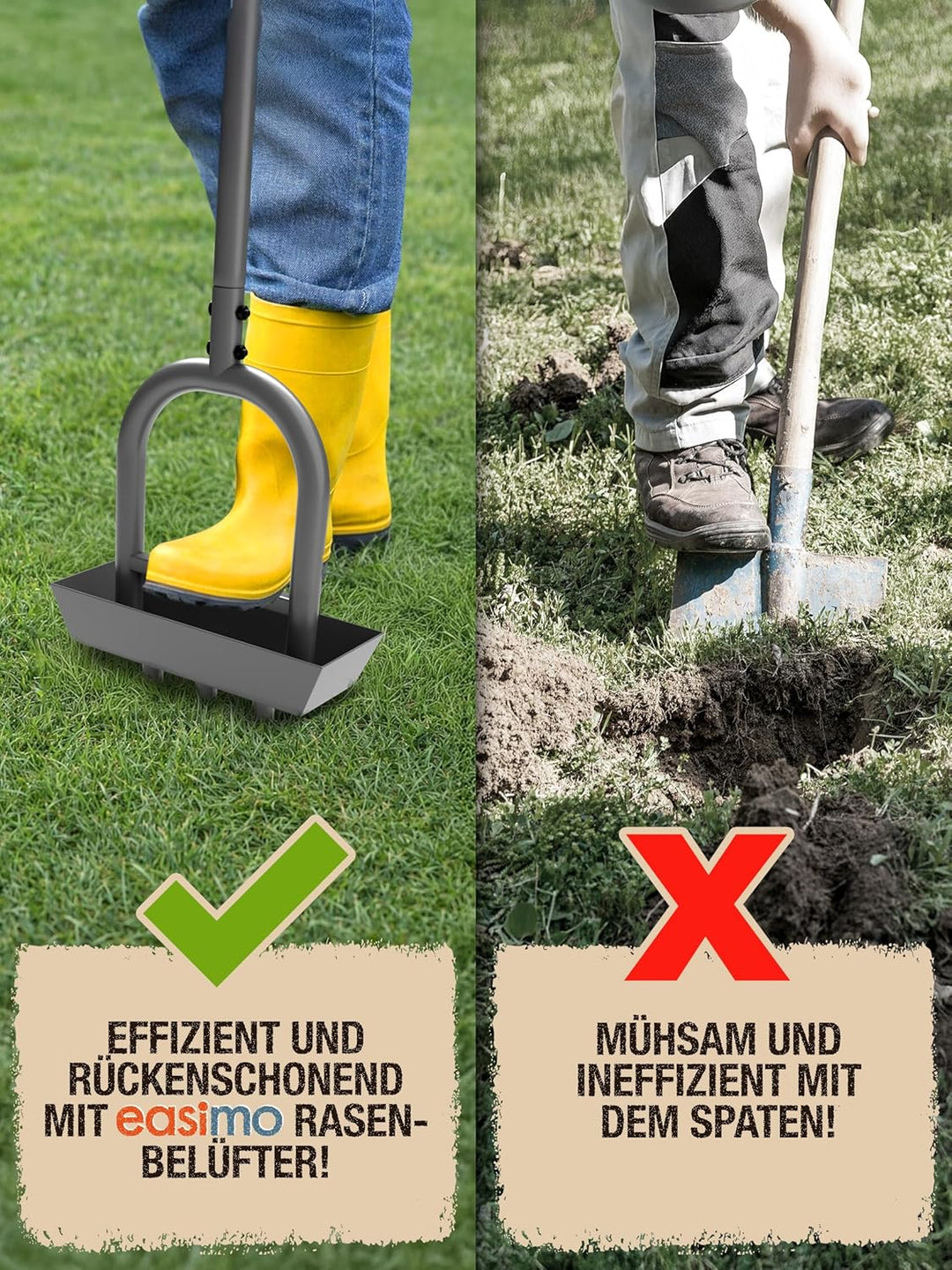 Rasenlüfter & Aerifizierer | Manueller Rasenbelüfter mit Hohlspoons zum Entfernen von Erdkernen | Ra