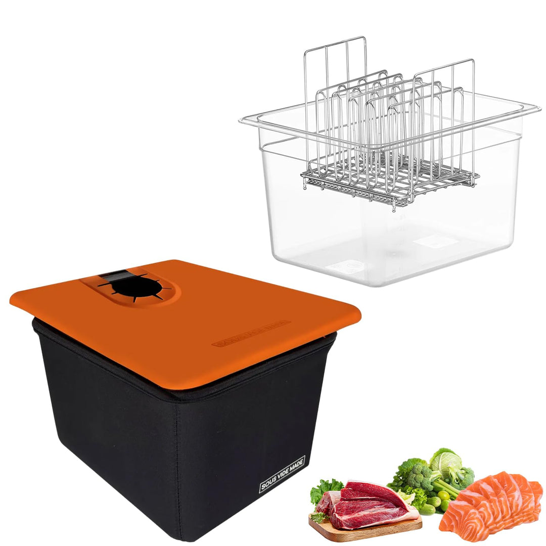 Sous Vide Behälter 12L, Sous Vide Container mit Deckel, Thermohülle und Rack, Multifunktionaler Tran