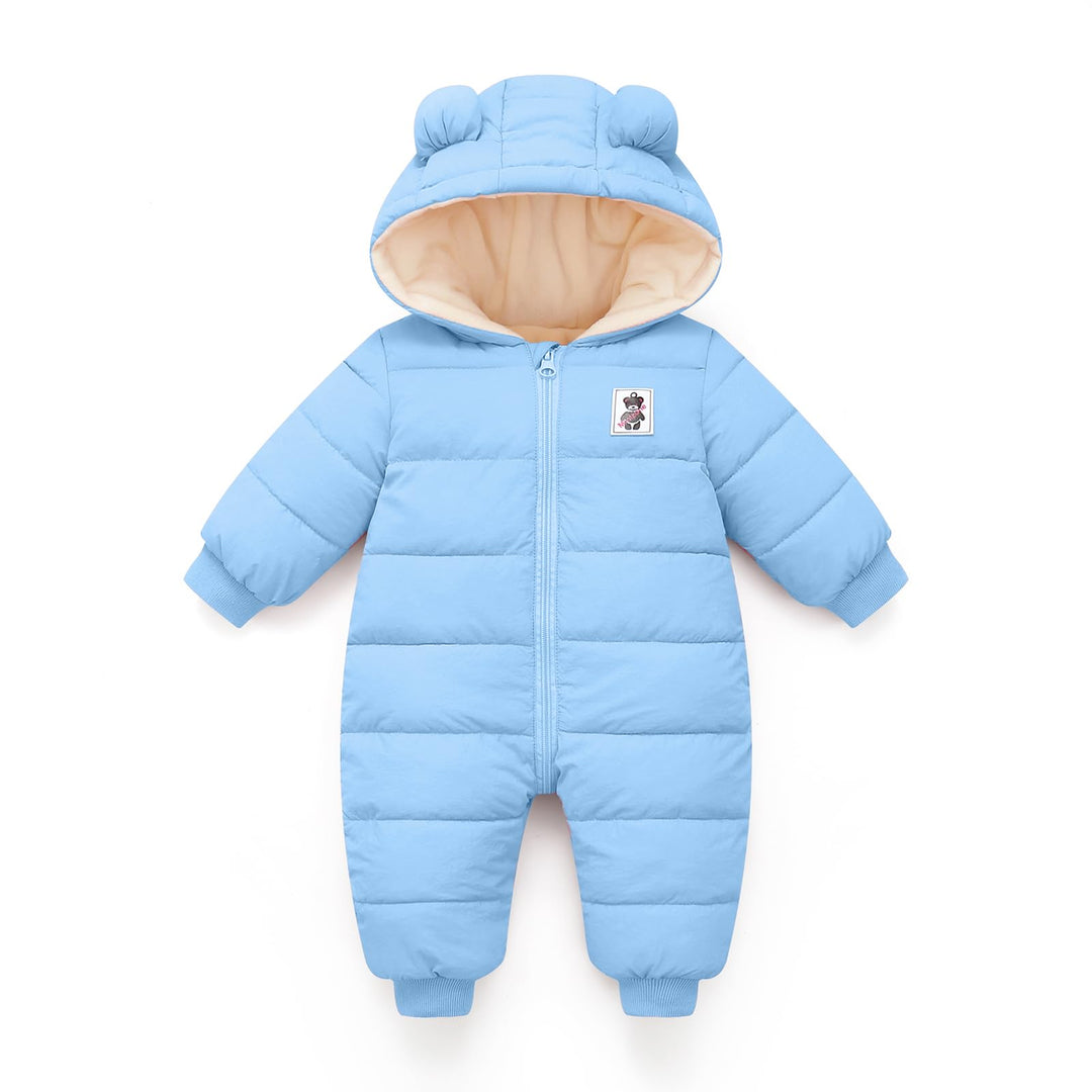 Baby Winter Overall mit Kapuze, Strampler Schneeanzug Jungen Mädchen Langarm Jumpsuit Warm Outfits G