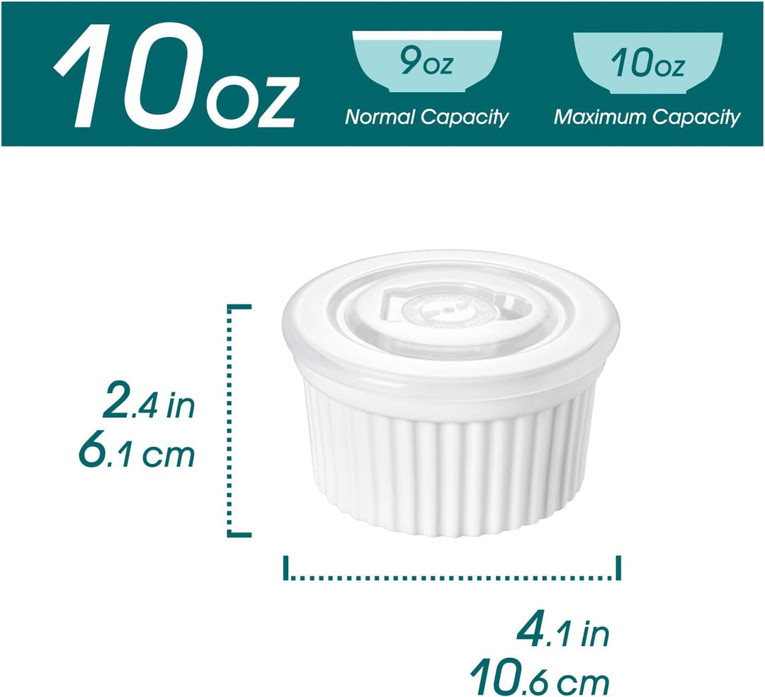 vancasso RAMEKINS 320ml Soufflé Förmchen Set von 6, Ø10,6cm Creme Brulee Schälchen Backofen sicher,